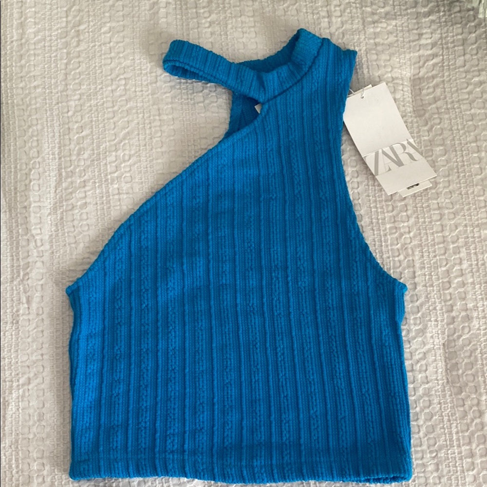 Zara Blue Crop Top Stylish Essential